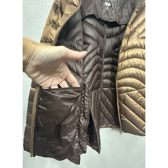 Bernardo Down Puffer Coat Womens XL Metallic Brown Gold Lightweight Outdoor - Picture 5 of 8